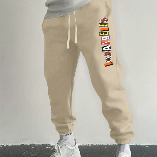 LA Print Drawstring Sweatpants Loose Fit Casual Joggers Spring Autumn