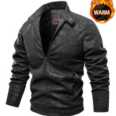 Men's Soft Shell PU Leather Jacket Windproof Waterproof