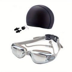 Swim Eyewear Glasses with Anti Fog PU Hat