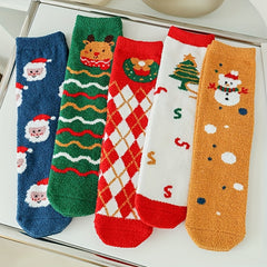 5 Pairs Christmas Print Socks for Women