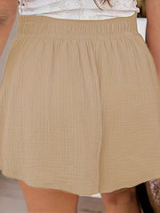  Solid Wide Leg Drawstring Shorts