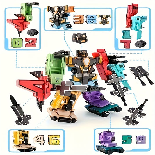 Creative Transforming Robot Assembly Toy Set with Numbers 0-9