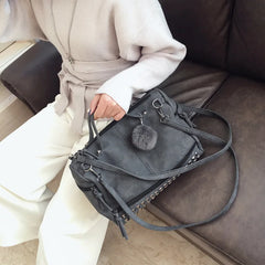 Women Handbag Rivet Shoulder Bag Tote Lady