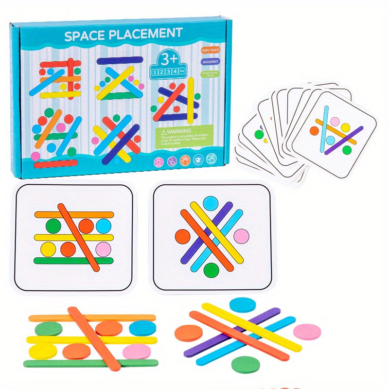 Wooden Rainbow Stick Thinking Puzzle Toy Matching Game Montessori 