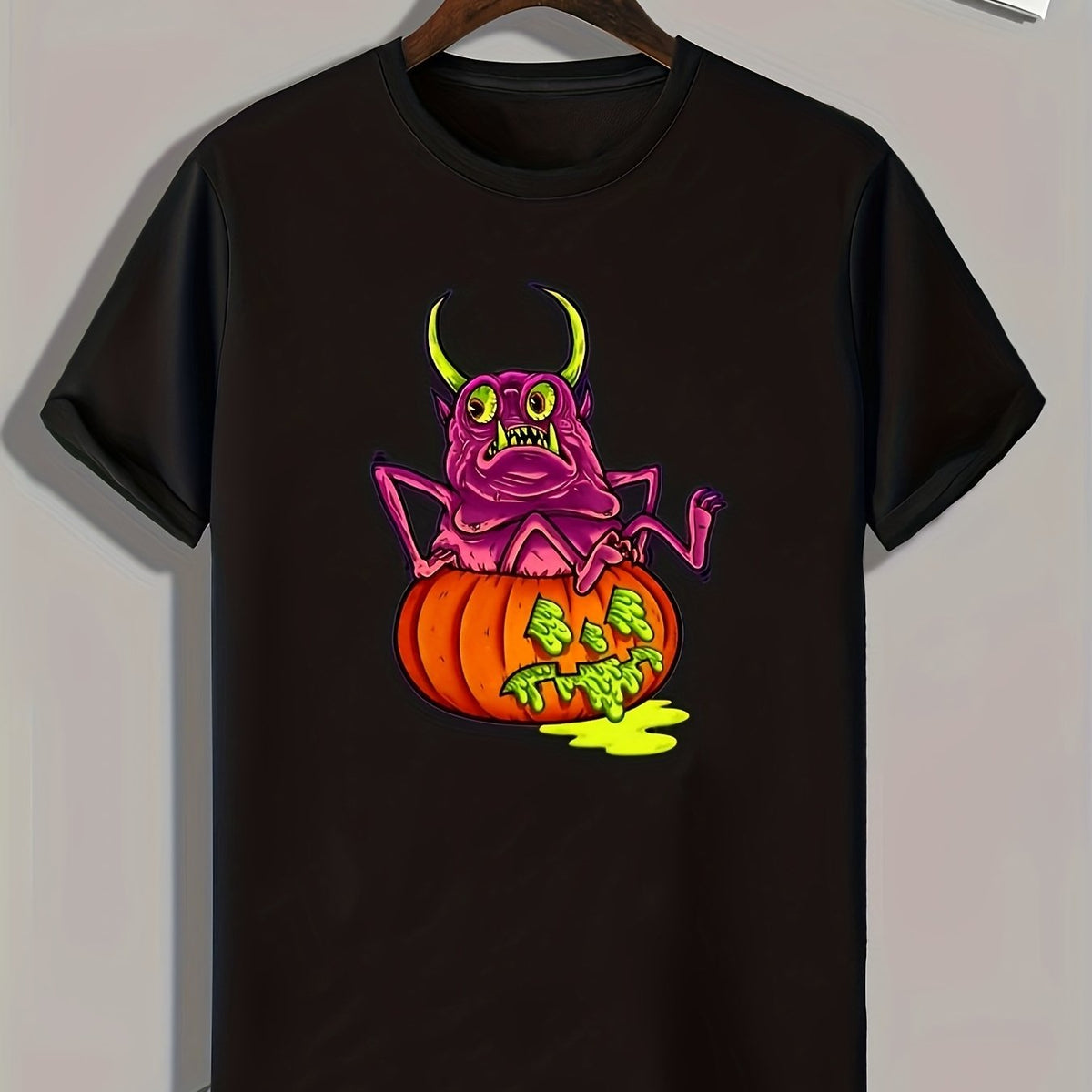 Halloween Monster & Pumpkin Graphic Tee for Men