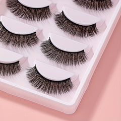 5 Pairs Natural Look 3D False Lashes for Dating Party Cosplay Makeup