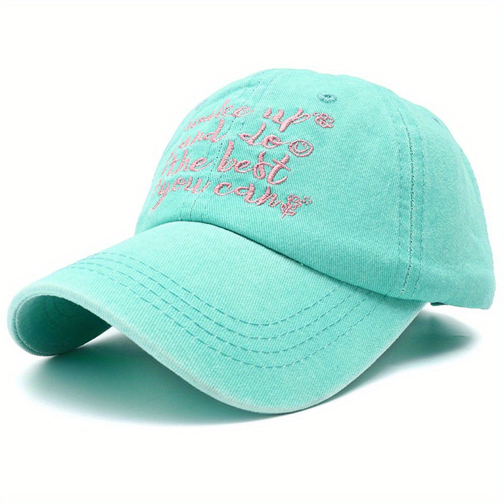Vintage Letter Embroidered Baseball Cap Washed Distressed Dad Hat