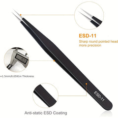 Precision Curved Stainless Steel Tweezers for Electronics and Jewelry