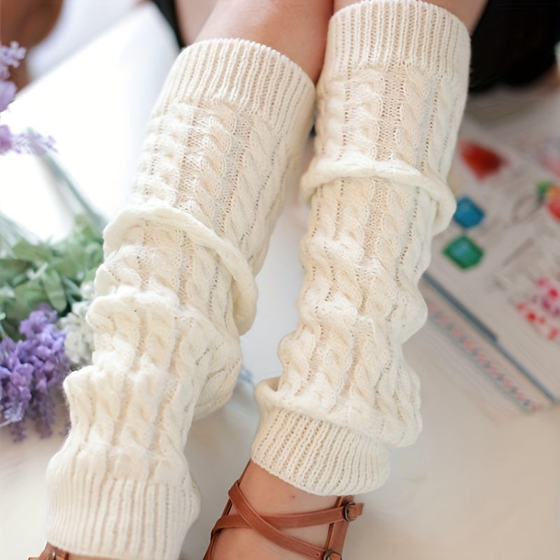 Women's Knitted Foot Cover Twist Pattern Wool Leg Protection Boot Cover