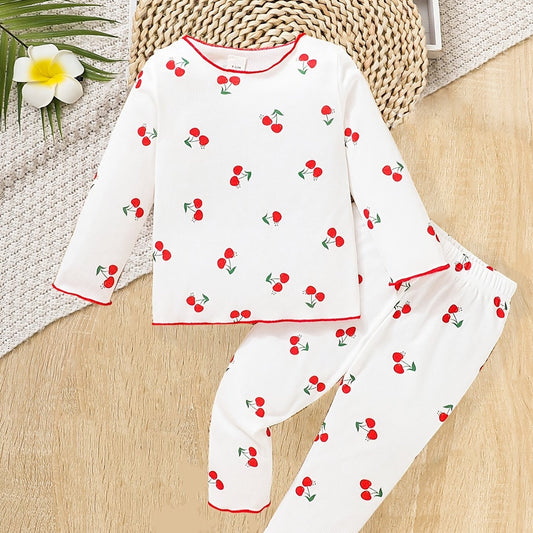 Toddler Baby Girls Fruit Print Top Trousers Set