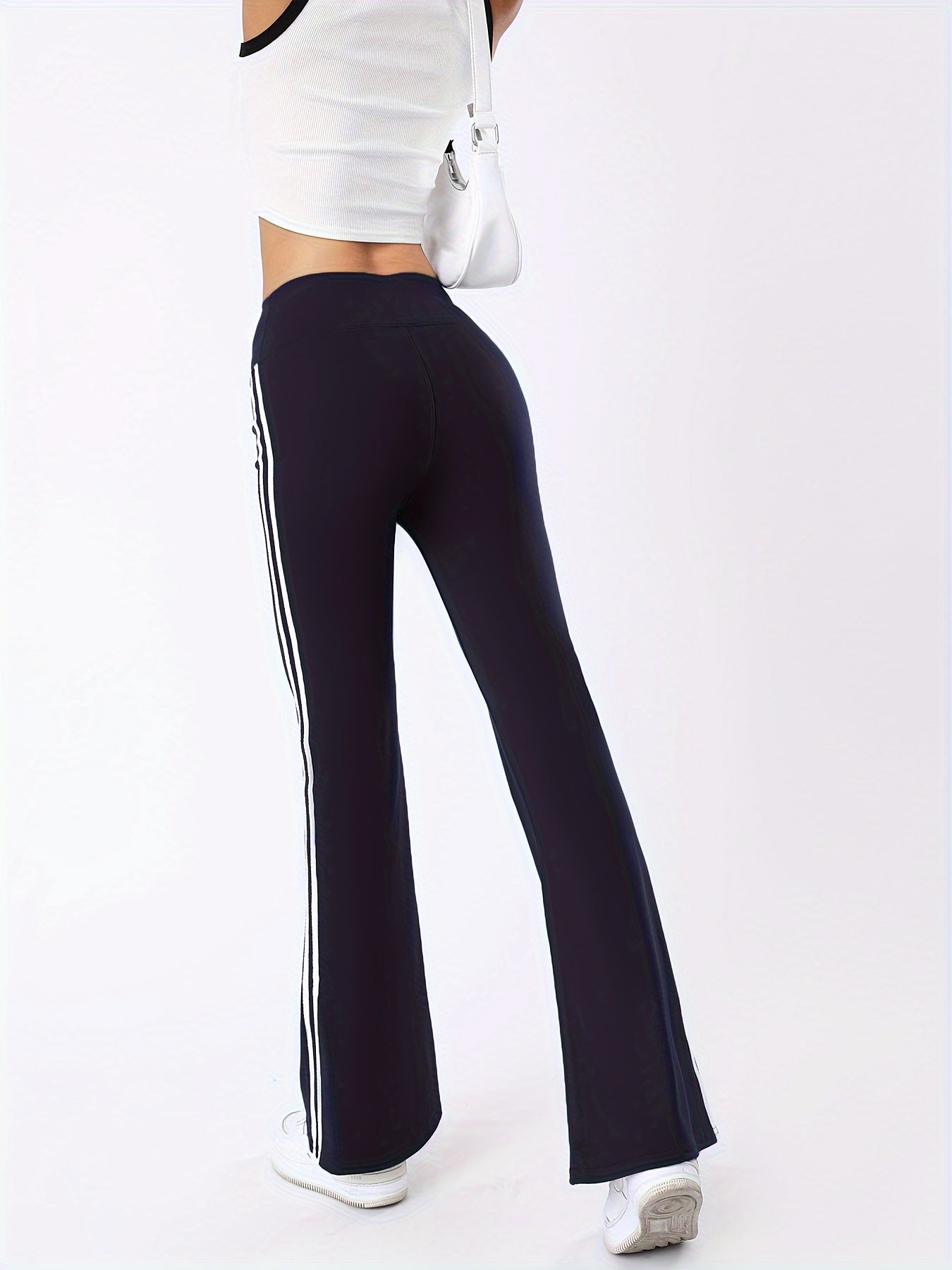 Striped Flare Yoga Pants High Waist Bootcut Fitness Pants