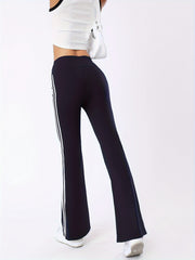 Striped Flare Yoga Pants High Waist Bootcut Fitness Pants