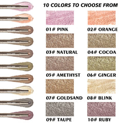 10 Colors Waterproof Diamond Eyeshadow Stick Matte Pink Silkworm Champagne