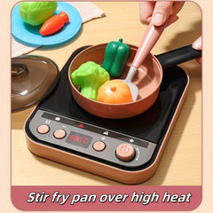 Colorful Kids' Play Kitchen Set with Utensils, Pots, Pans, and Microwave