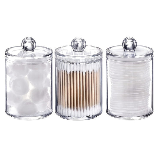 Cotton Ball Jar & Holder Organizer Acrylic Swab Storage Room Decor