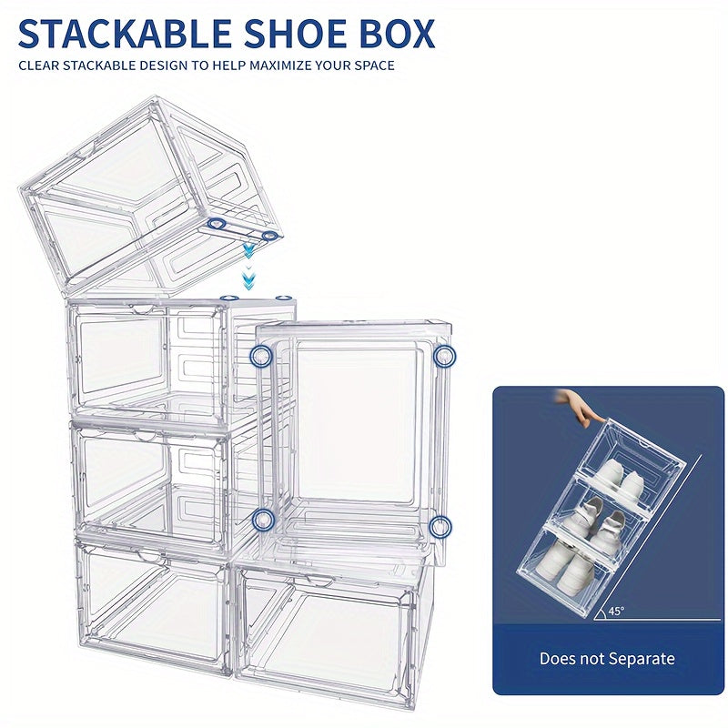 Foldable Magnetic Door Shoe Box Stackable Shoe Rack