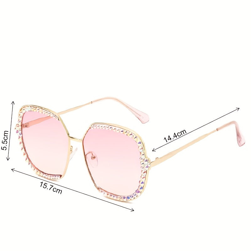 Rhinestone Square Sunglasses Metal Sunshade Eyewear