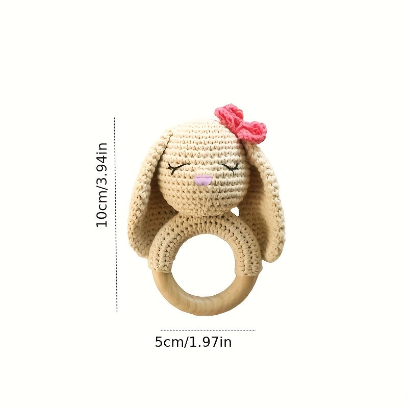 Crochet Bunny Toy Rattle Easter Gift Newborn Keepsake