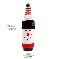 Christmas Knitted Cartoon Wine Bottle Set Flannel Old Man Snowman Bag