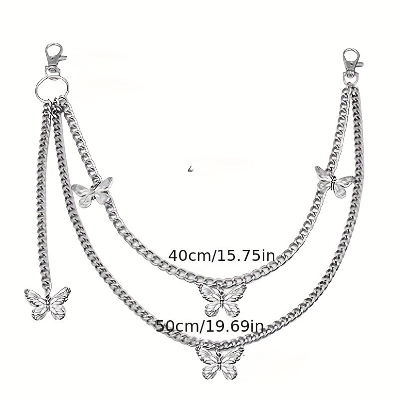 Silver Punk Butterfly Waist Chain Belt