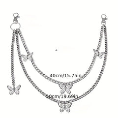 Silver Punk Butterfly Waist Chain Belt
