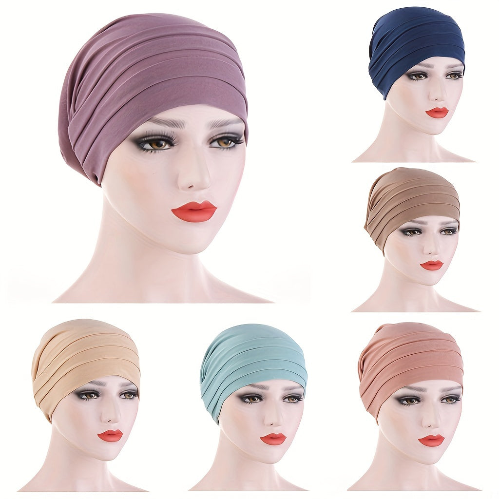 Solid Turban Lightweight Head Scarf Ramadan Head Wrap Beanie Cap