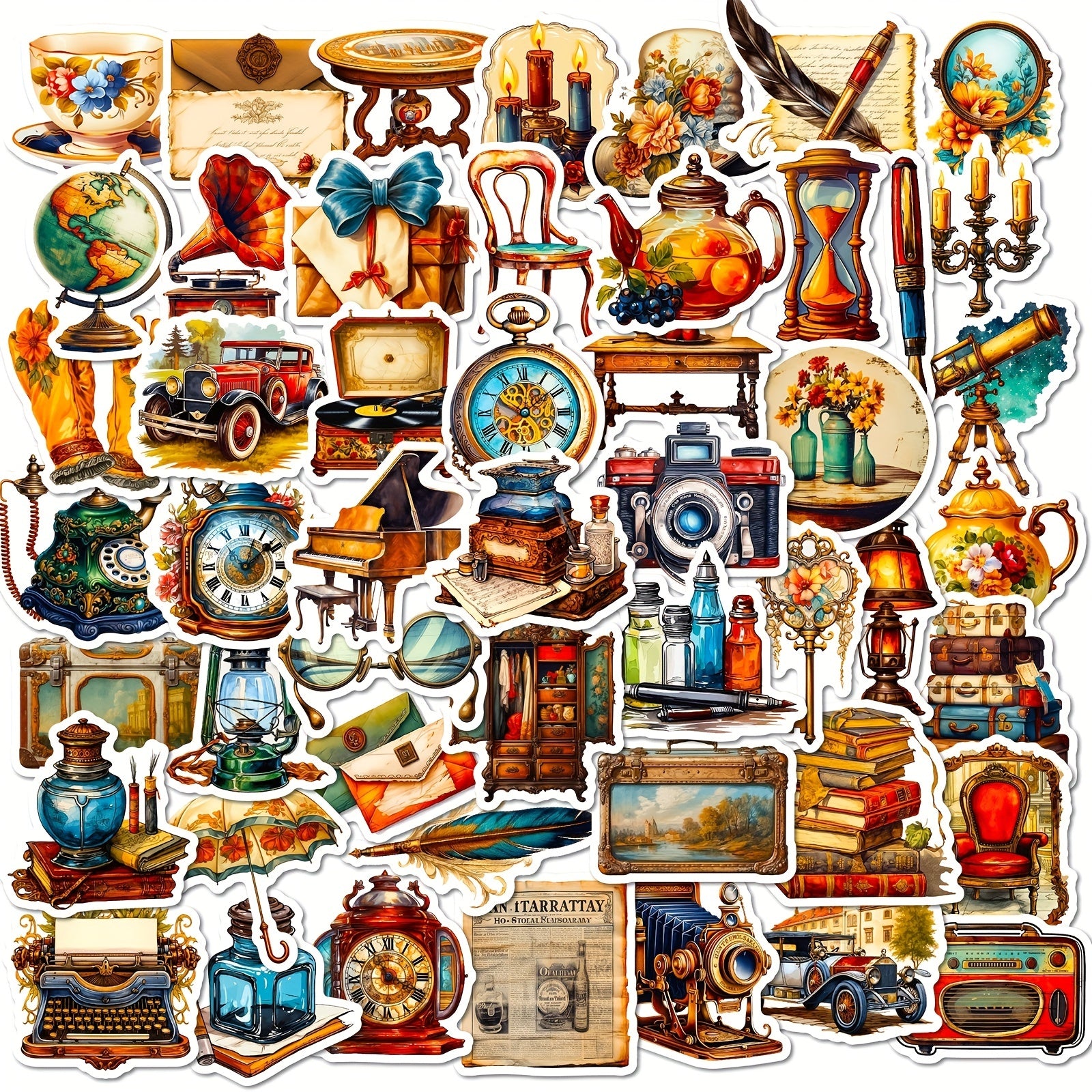 50pcs Retro Steampunk Stickers for Water Bottle Laptop Phone Skateboard