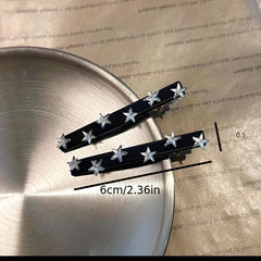 Y2K 2pcs Star Hair Clip Metal Duck Billed Clip for Side Hair Bangs