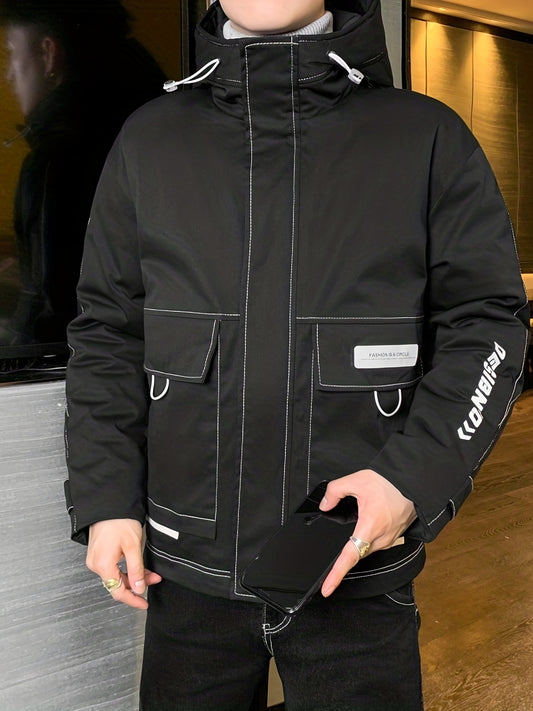 Men's Cotton Padded Coat Thermal Hooded Jacket