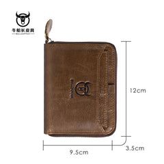 Men's Leather Short Zipper Clutch Wallet