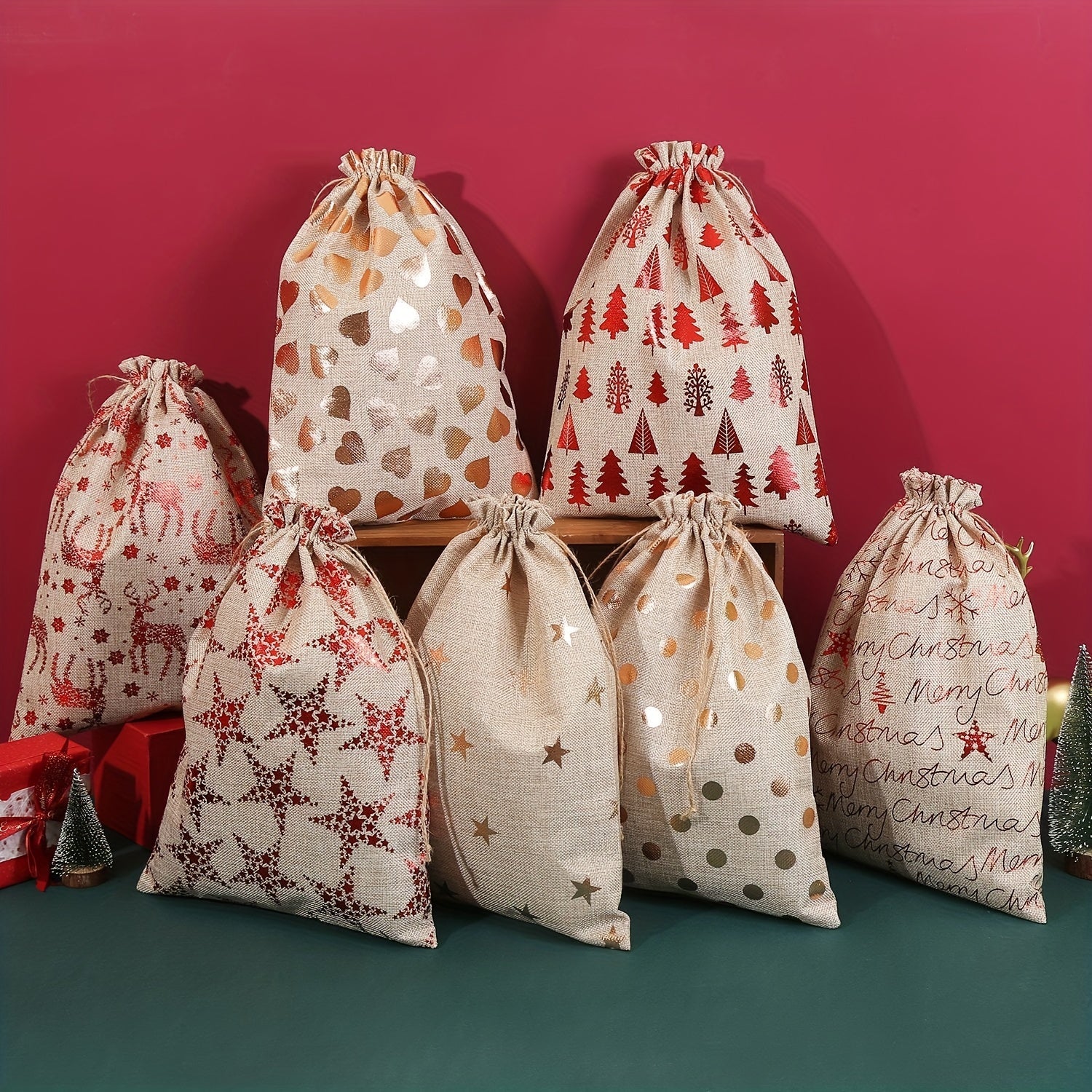 Christmas Drawstring Bag - Extra Large Size for Goodies Gift Packa