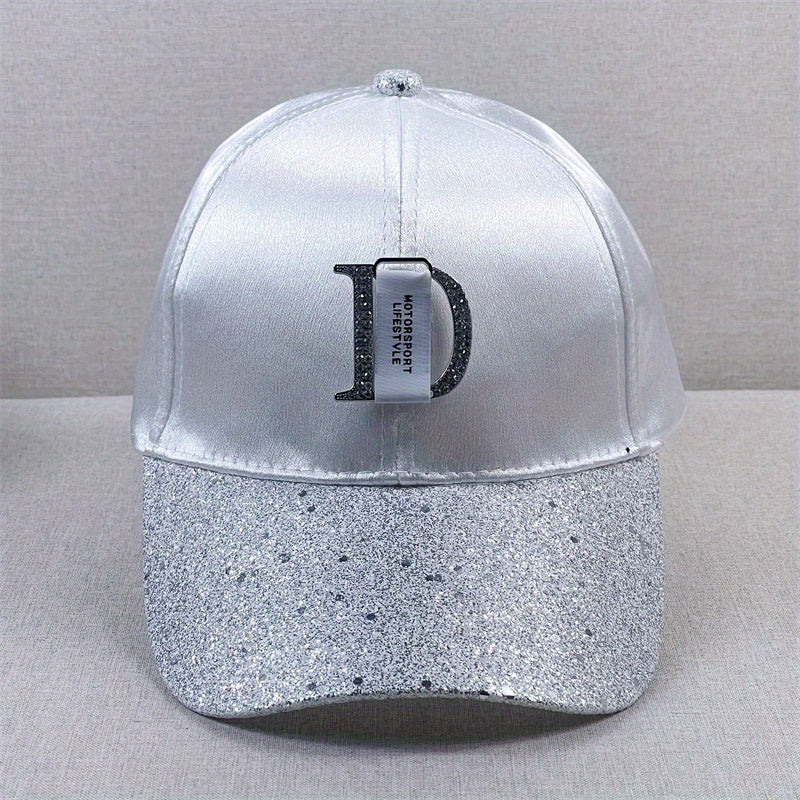 Glitter Bright Baseball Cap D Label Decor Solid Couple Sun Hat