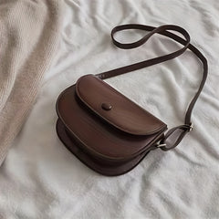 Vintage Solid Saddle Bag All Match Flap Shoulder Bag Crossbody Bag