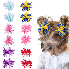 2pcs Baby Girl Curly Hair Ribbon Hair Bun Clip Christmas Firework Hair Clip