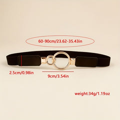 Double O Buckle Elastic Thin Belt Solid Waistband for Women