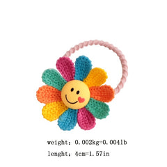 Colorful Knit Sunflower Hair Ties for Girls