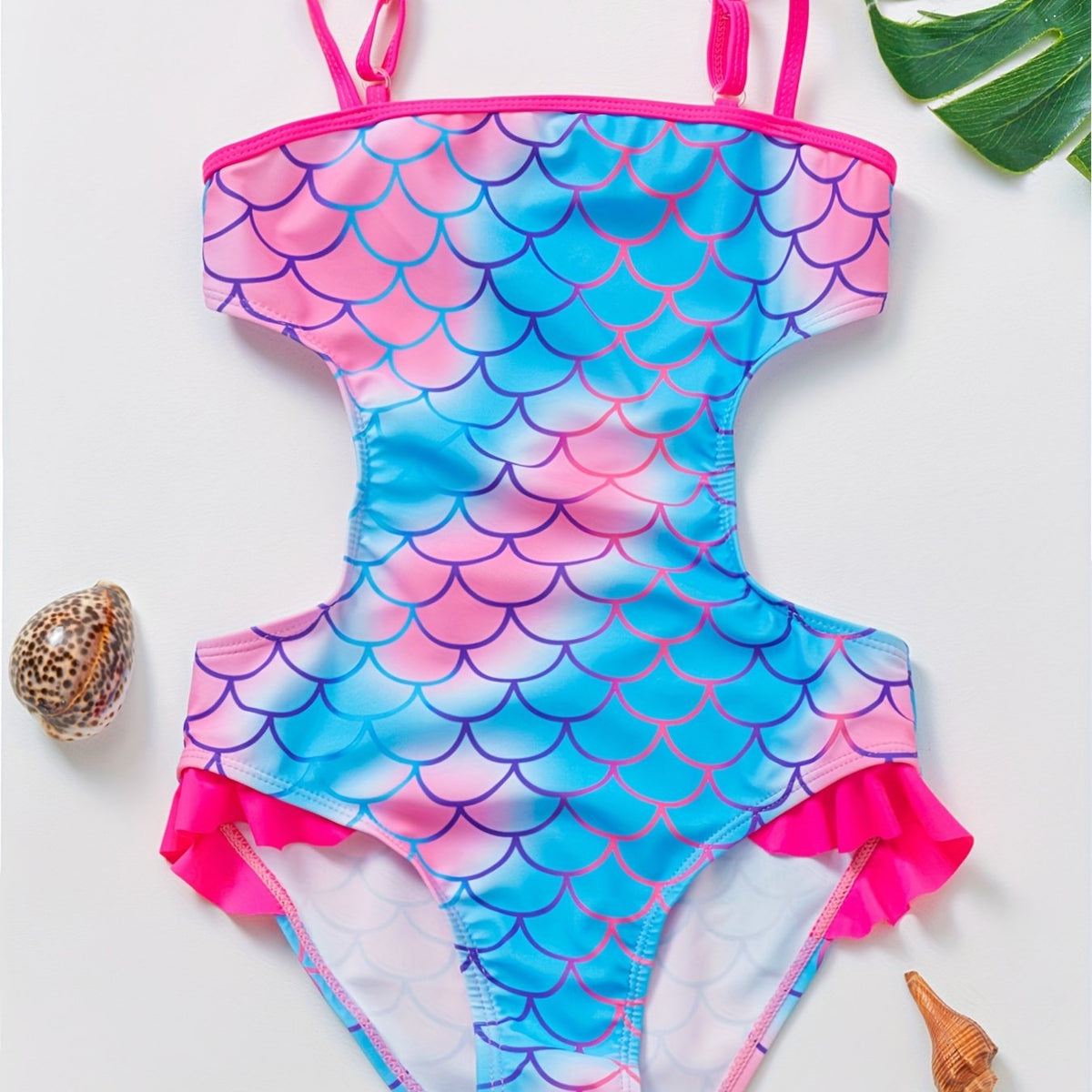 Girls Mermaid Style Fish Scale Tankini Swimsuit