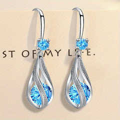 Rotating Teardrop Shape Crystal Earrings for Women Girls