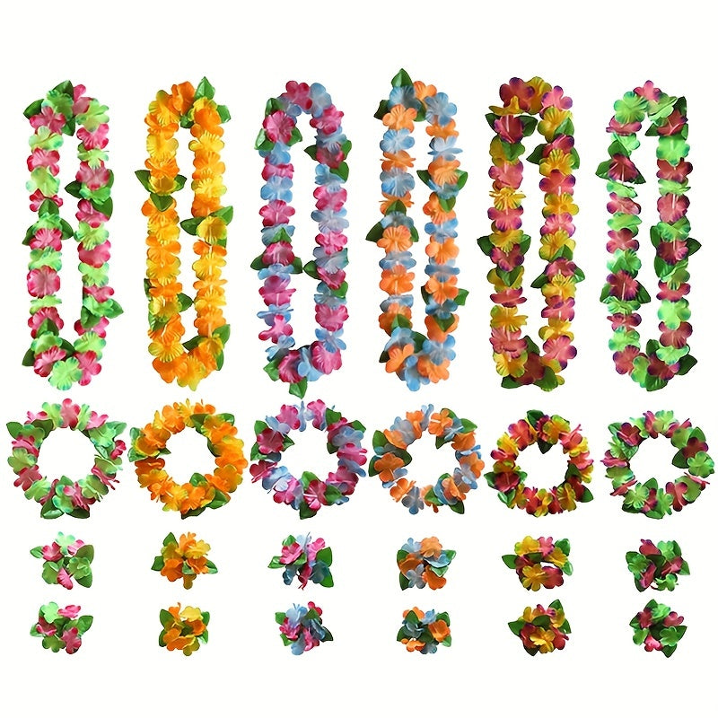 4Pcs Hawaiian Flower Leis Garland Necklace DIY Decoration Fancy Dress Party