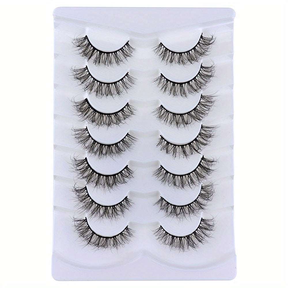 7 Pairs Faux Mink False Eyelashes Long Lasting Fluffy Volume Lashes