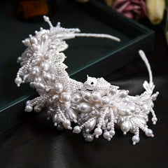 Faux Pearl Lace Hair Hoops Headband for Women Head Jewelry Hair Accessories