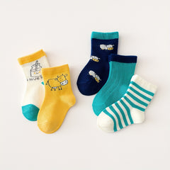 5 Pairs Milk Bottle Boy Baby Cotton Mid-tube Socks