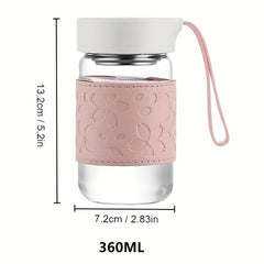 Heat Resistant Glass Bottle With Leather Cup Holder
