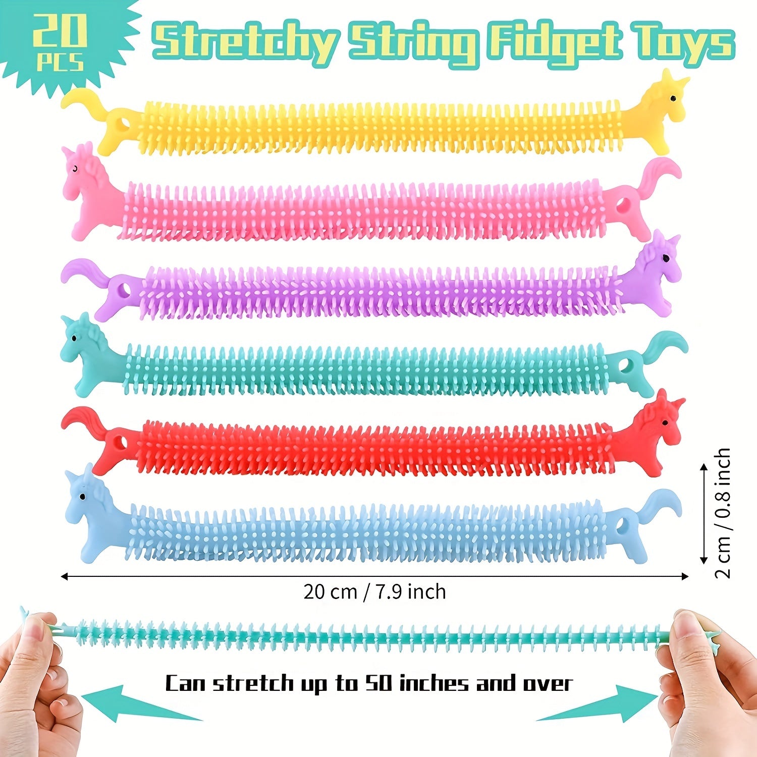 20 Pack Sensory Fidget Stretch Toys Random String Stress Relief