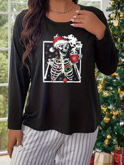  Skull & Snowflake Print Lounge Top - Long Sleeve