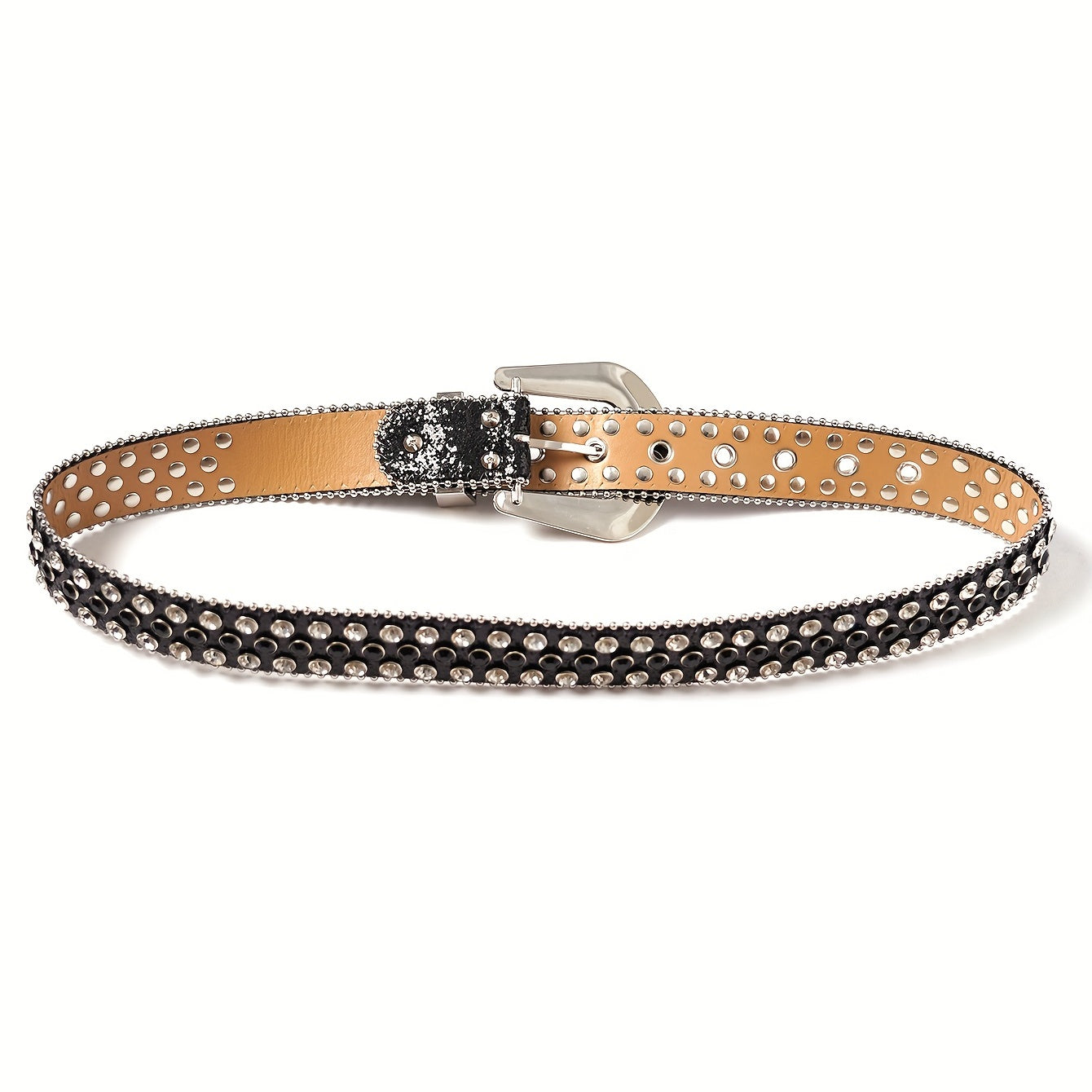 Sparkle Studded Rhinestone PU Leather Cowboy Belt