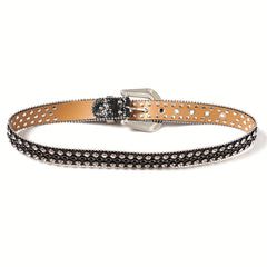 Sparkle Studded Rhinestone PU Leather Cowboy Belt