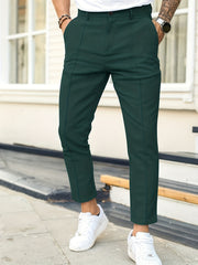 Men's Work Pockets Button Fly Slim Fit Trousers