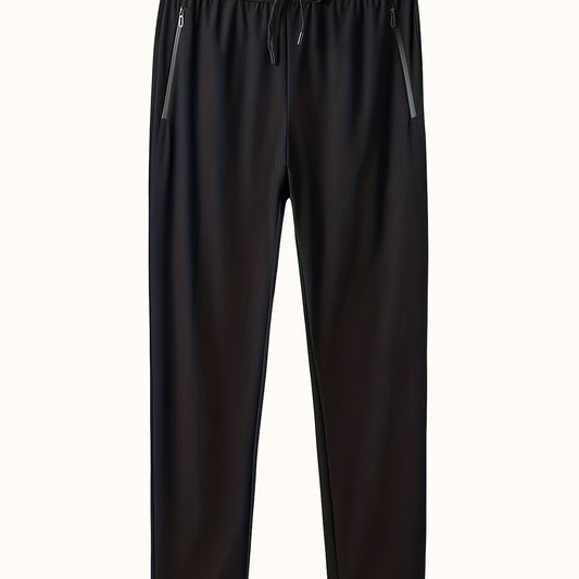 Men's Quick Drying Solid Casual Zipper Pocket Trousers