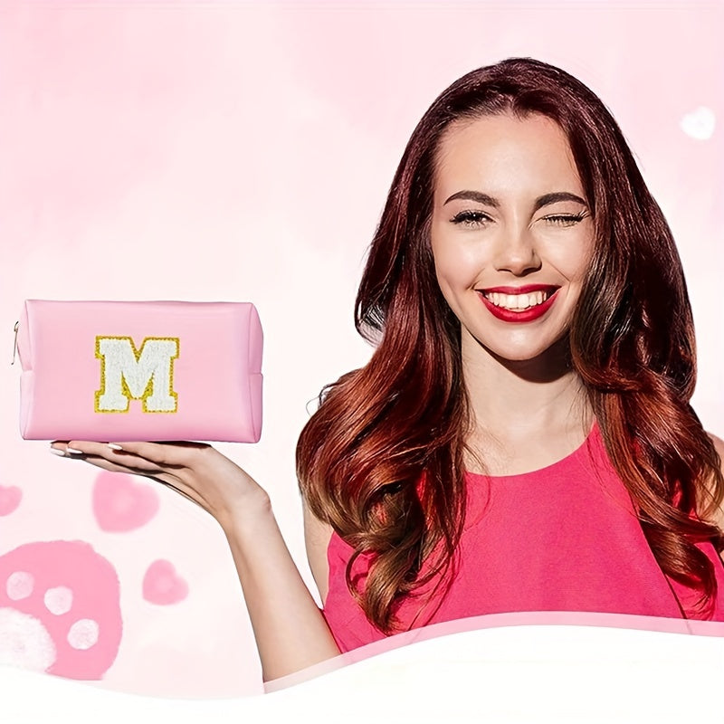 Monogrammed Cosmetic Bag PU Waterproof Travel Toiletry Bag